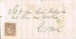 3265. Carta ALCAÑIZ (Teruel) 1868. Fechador Tipo II En Azul - Lettres & Documents