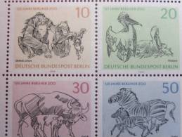 Deutsche Bundespost Berlin 1969 Bloc Feuillet 4 Val 310/13 N°2 MNH **ZOO Orang-outan,pélican Frisé,bufflonne Veau Zèbre - Blocks & Sheetlets