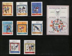 POLAND 1966 SOCCER WORLD CUP SET OF 8 + MS USED ( FOOTBALL SPORTS ) - 1966 – Angleterre