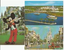 MAGIC KINGDOM Fantasyland Adventureland Mickey Mouse 3 Postcards 1977 - Disneyworld