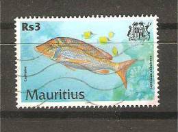 TIMBRE MAURICE ILE MAURITIUS POISSON CAPITAINE LETHRINUS NEBULOSUS OBLITERE USED - Mauritius (1968-...)