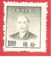 CINA IMPERO - CHINA - NUOVI - 1949 - Persone Famose - Dr. Sun Yat-sen - 10,00 Chinese Dollar - Michel CN-IM 951 - Ungebraucht