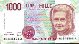 Banconota Lire Mille "Montessori I  1990" Ciampi-Speziali Serie  HE 646598 A - 1000 Lire