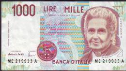 Banconota Lire Mille "Montessori I  1990" Fazio-....serie  ME 219933 A - 1000 Liras