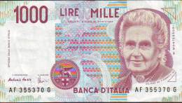 Banconota Lire Mille "Montessori I  1990" Fazio-....serie  AF 355370 G - 1.000 Lire