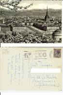 Torino: Panorama. Cartolina B/n Anni ´50 Viaggiata 1961 (targhetta Pubblicitaria Fiat 1300, Auto D´epoca). - Viste Panoramiche, Panorama