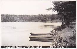 Wisconsin Spooner Namakagon River At The Log Cabins Real Photo RPPC - Sonstige & Ohne Zuordnung
