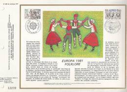 France CEF 580 - Europa 1981 Folklore - Illustr. Jean Delpech - 1er J. 2.05.81 Paris Strasbourg - T. 2138 - 2139 - Cartas & Documentos