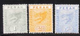 Malaya Perak 1892-95 Tigers 3v MInt - Perak