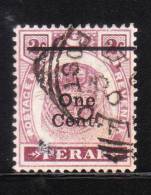 Malaya Perak 1900 1c On 2c Tigers Used - Perak