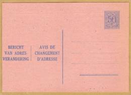 Carte Entier Postal Avis De Changement D´adresse Bericht Van Adresverandering - Addr. Chang.