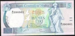 MALTA    P42   5   LIRI   DATED 1967 ISSUED IN 1989  #B/11 Signature 10    UNC. - Malte