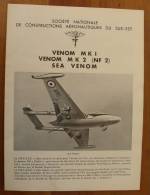 Planche Société Nationale De Constructions Aéronautiques Du Sud-Est - VENOM MK1 MK2 Sea - Aviation Avion - Autres Plans