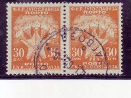 COAT OF ARMS-30 DIN-PAIR-PORTO-POSTMARK-ZAGVOZD-CROATIA-YUGOSLAVIA-1962 - Portomarken