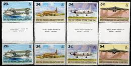 British Indian Ocean Territory 1992 - Visiting Aircraft Gutter Pairs Printer's Imprint SG124-127 MNH Cat £17.50+ SG2015 - Territorio Británico Del Océano Índico