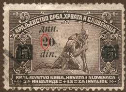 Yugoslavia,1921 Overprint 20/15 P.,Mi#167II,Y&T#148,green Overprint,plane Foot Of No." 2 "on  Overprint Value 20,as Scan - Gebraucht