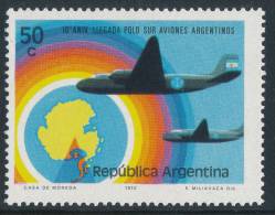 ARGENTINA ANTARTIDA 1972, 10° ARGENTINE AIRCRAFT ARRIVAL SOUTH POLE 1v** - Vols Polaires