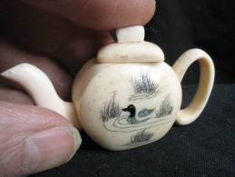 Cafetière Théière Miniature Canard Os Japon Chine Asie Dînette Poupée 9 Images - Art Asiatique