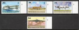 British Indian Ocean Territory 1992 - Visiting Aircraft - Right Side Marginals Plate 1B/1D SG124-127 MNH Cat £8.75+ - British Indian Ocean Territory (BIOT)