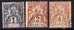 GABON 1904-07    YT 16 17 ET 18   TB - Andere & Zonder Classificatie