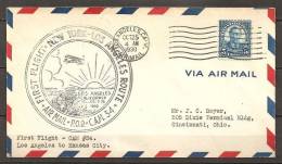 Etats-Unis D´Amérique USA 1930 N° 232 O Avion, Aviation, Premier Vol, Roosevelt, Soleil, Nuages, New York, Los Angeles - Covers & Documents