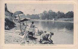 TORINO-RIVE DEL PO E CASTELLO DEL VALENTINO-LAVANDAIE-VIAGGIATA 1914 X SANREMO-ORIGINALE D´EPOCA 100% - Castello Del Valentino