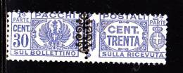 1945 LUOGOTENENZA PACCHI POSTALI 30 CENT MNH ** - Paketmarken