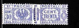 ITALIA REGNO 1927 PACCHI POSTALI AQUILA SABAUDA CON FASCI CENT.30 MNH - Postal Parcels