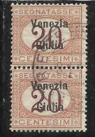 ITALY ITALIA VENEZIA GIULIA 1918 SEGNATASSE 20 CENT. COPPIA TIMBRATA PAIR USED - Venezia Giulia