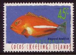 1995 - Cocos (keeling) Islands Marine Life 45c RINGEYED HAWKFISH Stamp FU - Cocos (Keeling) Islands