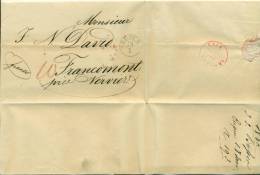 Belgique - Précurseur Eupen V Francomont 18/01/1840, Oblitér "Eupen" H23 Et "franco" Manus, Port 10 Craie Brune, Superbe - 1830-1849 (Onafhankelijk België)