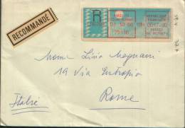 1986 RECOMMANDE' PARIS 71 AV.  V. HUGO TIMBRE DE DISTRIBUTEURS G4 PC75671 X ROMA - Brieven En Documenten