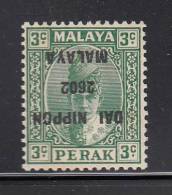 Perak MH Scott #N18a 3c Green With Inverted Overprint - Perak