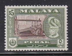 Perak MNH Scott #137a $5 Sultan Yussuf Izuddin Shah, Woman Weaving - Perak