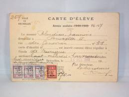 Carte D'Elève De La Ville De Bruxelles, Année Scolaire 1946/47, Section Musique. Chant, Mélodie... Timbrée - Diploma's En Schoolrapporten