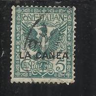 LA CANEA 1905 ITALY OVERPRINTED SOPRASTAMPATO D´ITALIA  5 CENT. TIMBRATO USED - La Canea