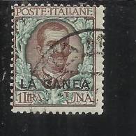 LA CANEA 1905 ITALY OVERPRINTED SOPRASTAMPATO D´ITALIA  LIRE 1 LIRA USATO USED OBLITERE' - La Canea