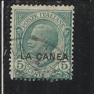 LA CANEA 1907 - 1912 5 CENT. ITALY OVERPRINTED SOPRASTAMPATO D´ ITALIA USED TIMBRATO - La Canea