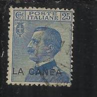 LA CANEA 1907 - 1912  ITALY OVERPRINTED SOPRASTAMPATO D´ ITALIA CENT. 25 USED TIMBRATO - La Canea