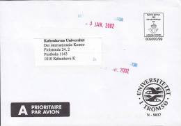 Norway A Prioritaire Par Avion UNIVERSITETET I TROMSØ PP Stampless 2002 Cover Brief To Denmark - Covers & Documents