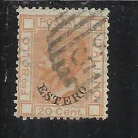 LEVANTE EMISSIONI GENERALI 1878 - 1879 ITALY OVERPRINTED SOPRASTAMPATO D´ ITALIA CENT. 20  USED TIMBRATO - General Issues