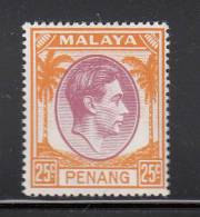 Penang MNH Scott #16 25c King George VI - Penang