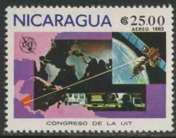 Nicaragua 1982 Mi 2253 Aero ** Satellite Communications – ITU Congress / Weltkarte, Satellit - Kongreß Der ITU - Telecom