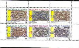 Bulgaria 1989 - Snakes, Set Of 6 Stamps In Block, MNH - Snakes