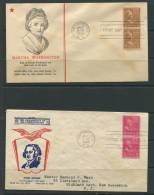 USA 1939 (2) Covers First Day Of Issue Martha Washington, John Adams Vertical Pair - Postal History