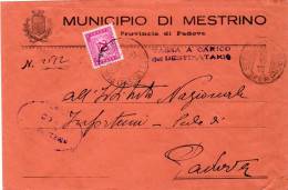1950 LETTERA CON ANNULLO MESTRINO PADOVA - Fiscali