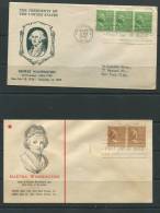 USA 1938-9 (2) Covers First Day Of Issue G.Washington, Martha Washington Horizontal  Pair,strip Of  3 - Marcofilie