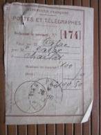 POSTES ET TELEGRAPHES Télégraphe Déclaration De Versement Récépissé Mandat Cachet à Date Pau 1909 - Telegraphie Und Telefon