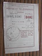 POSTES ET TELEGRAPHES Télégraphe Déclaration De Versement Récépissé Mandat Cachet à Date  PAU 1910 - Telegraphie Und Telefon