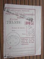 POSTES ET TELEGRAPHES Télégraphe Déclaration De Versement Récépissé Mandat Cachet à Date Perpignan 1913 Pyrénées-Orienta - Telegraphie Und Telefon